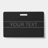 Anpassbarer Text | Bold Modern Black & Dark Gray Ausweis (Rückseite)