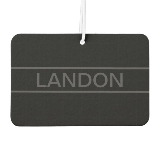 Anpassbarer Text | Bold Modern Black & Dark Gray Autolufterfrischer (Rückseite)