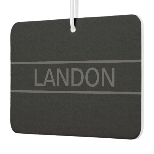 Anpassbarer Text | Bold Modern Black & Dark Gray Autolufterfrischer (Links)