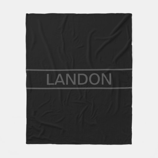 Anpassbarer Text | Bold Modern Black & Dark Gray Fleecedecke (Vorderseite)