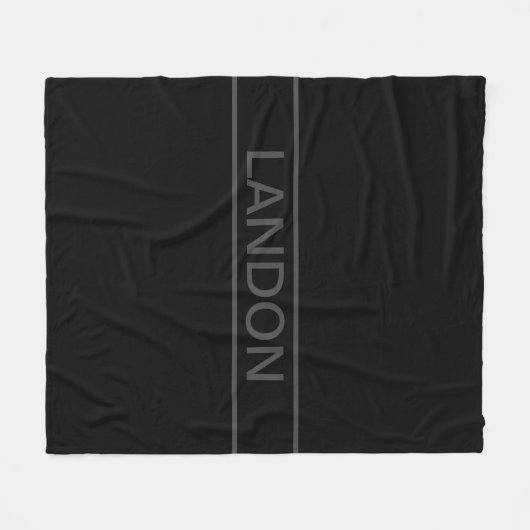 Anpassbarer Text | Bold Modern Black & Dark Gray Fleecedecke (Vorderseite (Horizontal))