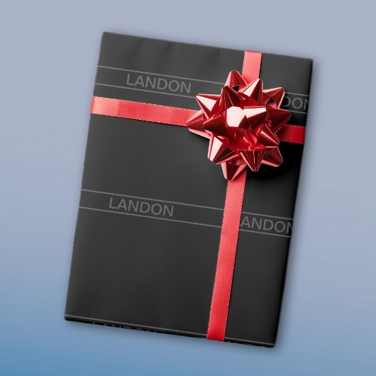 Anpassbarer Text | Bold Modern Black & Dark Gray Geschenkpapier