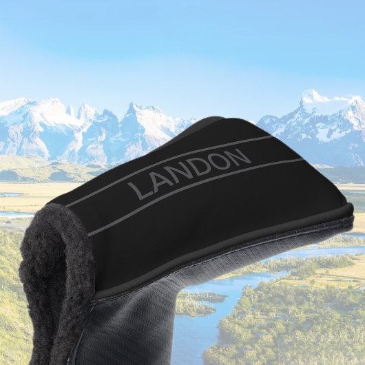 Anpassbarer Text | Bold Modern Black & Dark Gray Golf Headcover