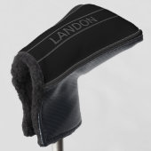 Anpassbarer Text | Bold Modern Black & Dark Gray Golf Headcover (3/4 Vorderseite)