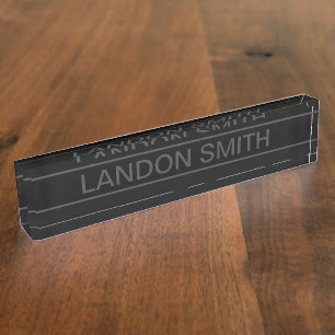 Anpassbarer Text   Bold Modern Black & Dark Gray Namensplakette
