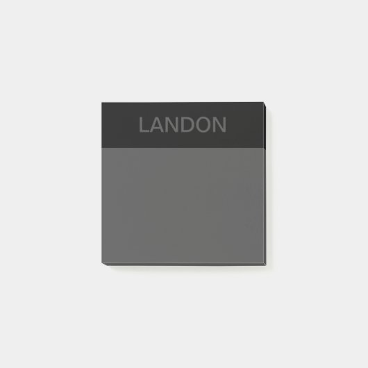 Anpassbarer Text | Bold Modern Black & Dark Gray Post-it Klebezettel (Vorderseite)