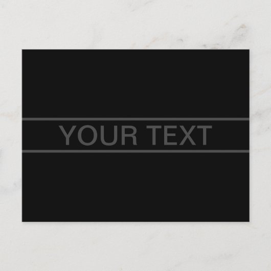 Anpassbarer Text | Bold Modern Black & Dark Gray Postkarte (Vorderseite)
