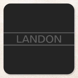 Anpassbarer Text   Bold Modern Black & Dark Gray Rechteckiger Pappuntersetzer