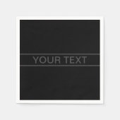 Anpassbarer Text | Bold Modern Black & Dark Gray Serviette (Vorderseite)