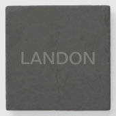 Anpassbarer Text | Bold Modern Black & Dark Gray Steinuntersetzer (Vorderseite)