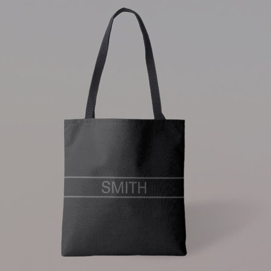 Anpassbarer Text | Bold Modern Black & Dark Gray Tasche