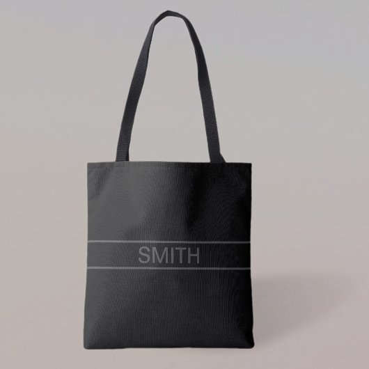 Anpassbarer Text | Bold Modern Black & Dark Gray Tasche