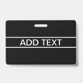 Anpassbarer Text | Bold Modern Black & White Ausweis (Rückseite)