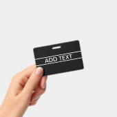 Anpassbarer Text | Bold Modern Black & White Ausweis (Handheld)