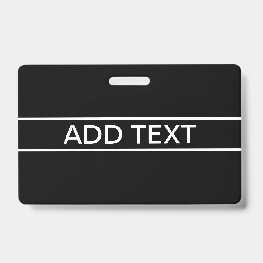 Anpassbarer Text | Bold Modern Black & White Ausweis (Vorderseite)