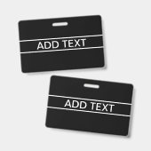 Anpassbarer Text | Bold Modern Black & White Ausweis (Vorder- & Rückseite)