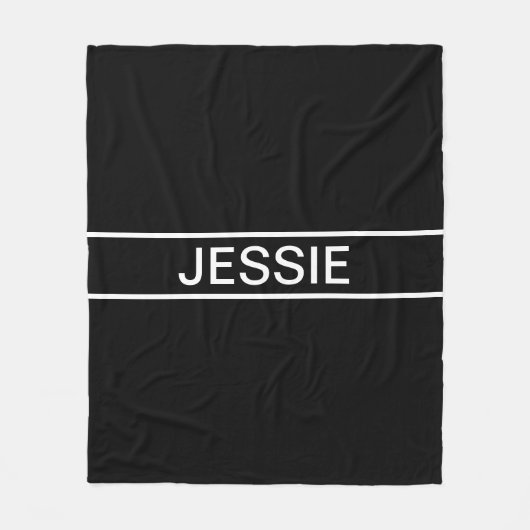 Anpassbarer Text | Bold Modern Black & White Fleecedecke (Vorderseite)