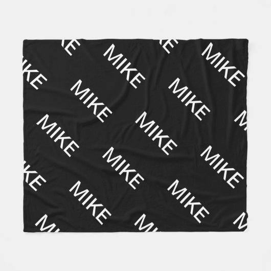 Anpassbarer Text | Bold Modern Black & White Fleecedecke (Vorderseite (Horizontal))