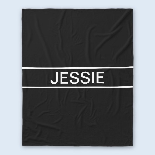 Anpassbarer Text | Bold Modern Black & White Fleecedecke