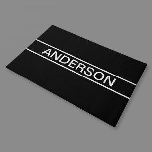 Anpassbarer Text   Bold Modern Black & White Fußmatte