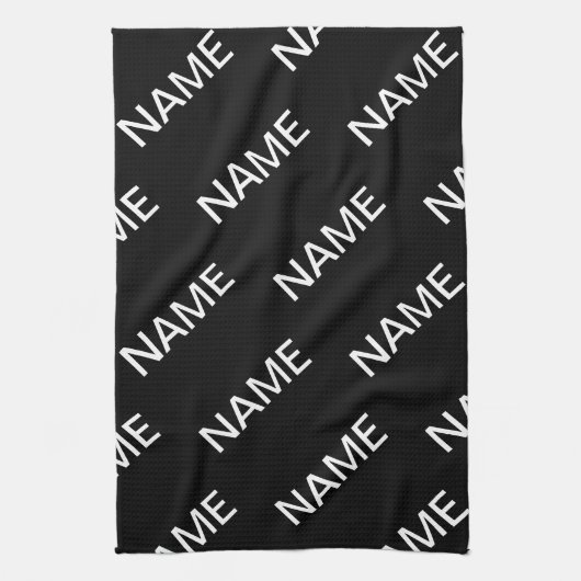 Anpassbarer Text | Bold Modern Black & White Geschirrtuch (Vertikal)