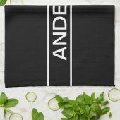 Anpassbarer Text | Bold Modern Black & White Geschirrtuch (Gefaltet)