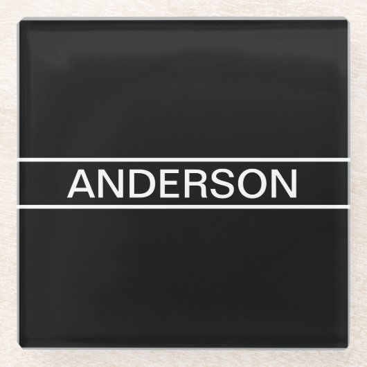 Anpassbarer Text | Bold Modern Black & White Glasuntersetzer (Vorderseite)