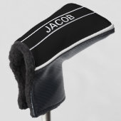 Anpassbarer Text | Bold Modern Black & White Golf Headcover (3/4 Vorderseite)