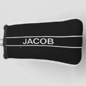 Anpassbarer Text | Bold Modern Black & White Golf Headcover (Vorderseite)