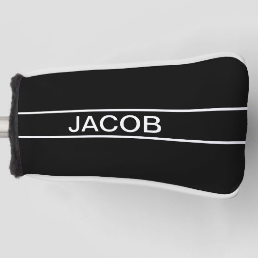 Anpassbarer Text | Bold Modern Black & White Golf Headcover (Vorderseite)