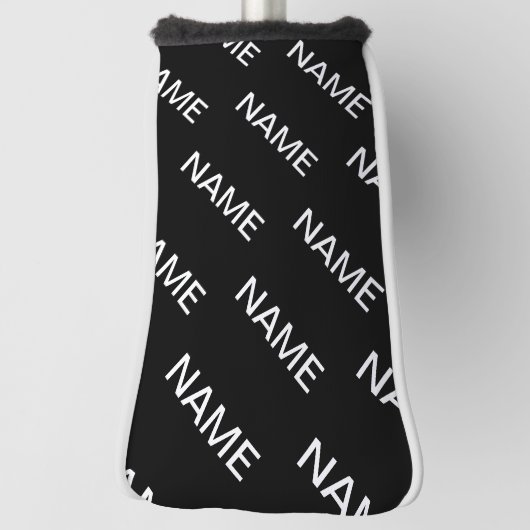 Anpassbarer Text | Bold Modern Black & White Golf Headcover (Rotieren 90)