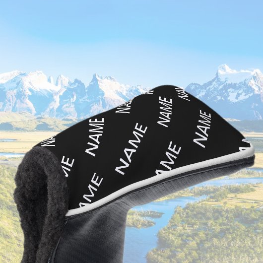 Anpassbarer Text | Bold Modern Black & White Golf Headcover