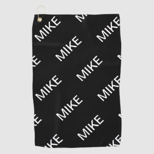 Anpassbarer Text Bold Modern Black & White Golfhandtuch