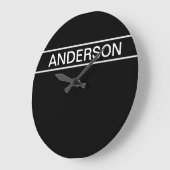 Anpassbarer Text | Bold Modern Black & White Große Wanduhr (Winkel)