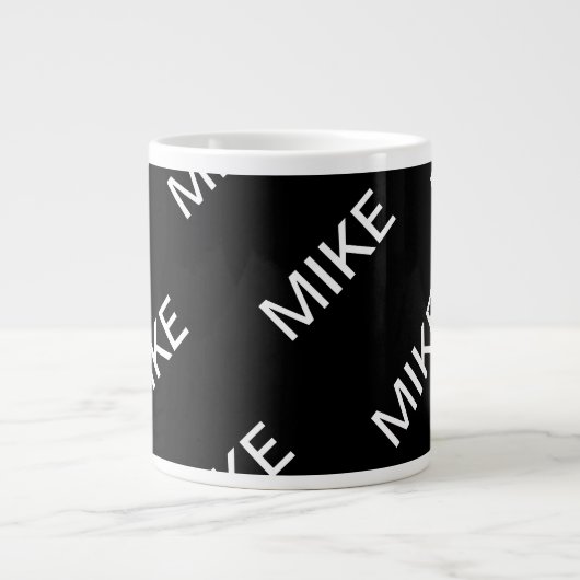 Anpassbarer Text | Bold Modern Black & White Jumbo-Tasse (Vorderseite)