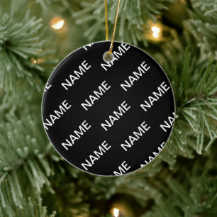 Anpassbarer Text   Bold Modern Black & White Keramik Ornament