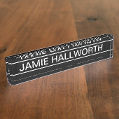 Anpassbarer Text | Bold Modern Black & White Namensplakette (Seite)