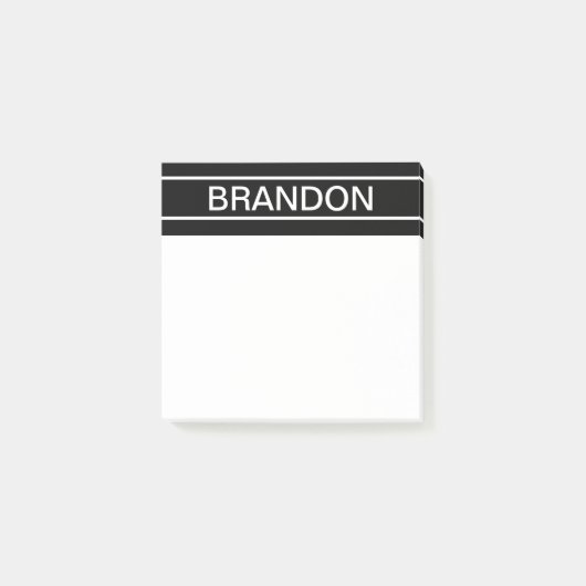 Anpassbarer Text | Bold Modern Black & White Post-it Klebezettel (Vorderseite)