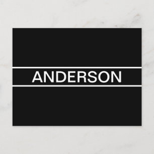 Anpassbarer Text   Bold Modern Black & White Postkarte
