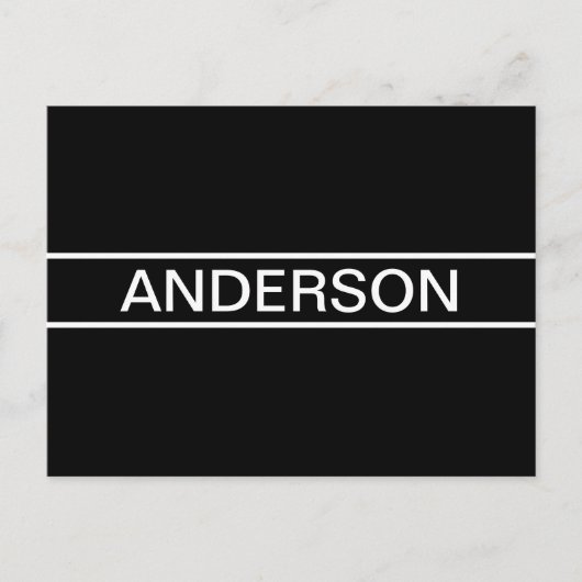 Anpassbarer Text | Bold Modern Black & White Postkarte (Vorderseite)