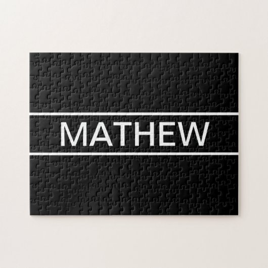 Anpassbarer Text | Bold Modern Black & White Puzzle (Horizontal)