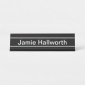 Anpassbarer Text | Bold Modern Black & White Schreibtischnamensplakette (Vorderseite )