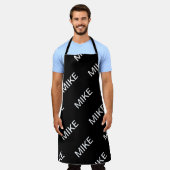 Anpassbarer Text | Bold Modern Black & White Schürze (Getragen)
