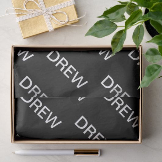 Anpassbarer Text | Bold Modern Black & White Seidenpapier (Geschenk)