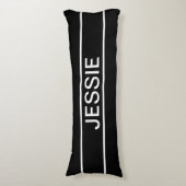 Anpassbarer Text | Bold Modern Black & White Seitenschläferkissen (Vorderseite Vertikal)