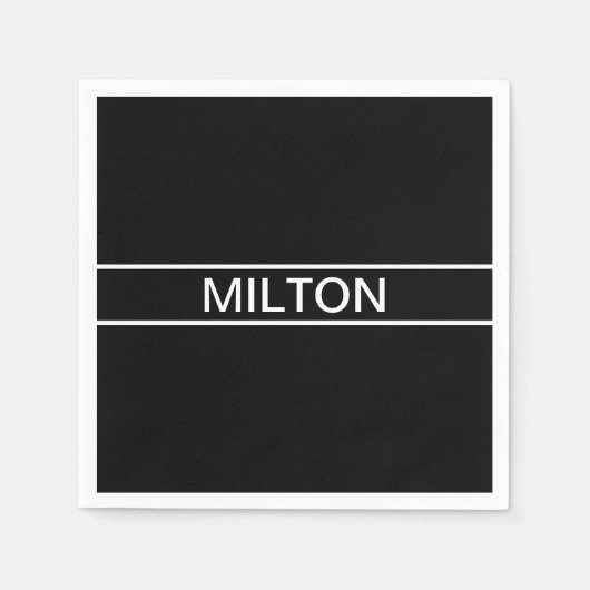 Anpassbarer Text | Bold Modern Black & White Serviette (Vorderseite)