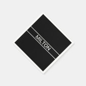 Anpassbarer Text | Bold Modern Black & White Serviette (Ecke)