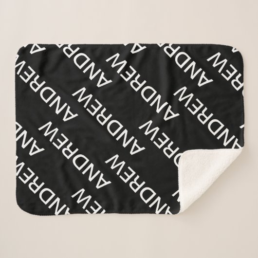 Anpassbarer Text | Bold Modern Black & White Sherpadecke (Vorderseite (Horizontal))