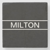 Anpassbarer Text | Bold Modern Black & White Steinuntersetzer (Vorderseite)