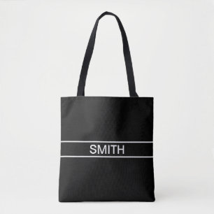 Anpassbarer Text   Bold Modern Black & White Tasche